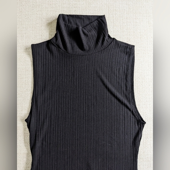 Free People Black Ribbed Sleeveless Turtleneck Bodysuit Women's SMALL L55440 NWT - Picture 4 of 14